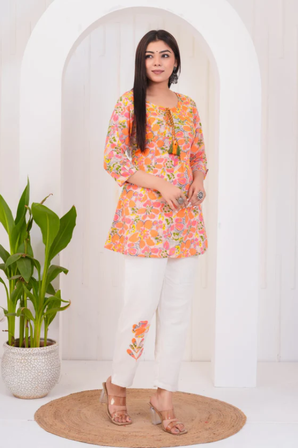 Women’s Summer Bloom Floral Print Cotton Co-ord Set – Stylish Top & Comfortable Bottom for Casual & Festive Wear