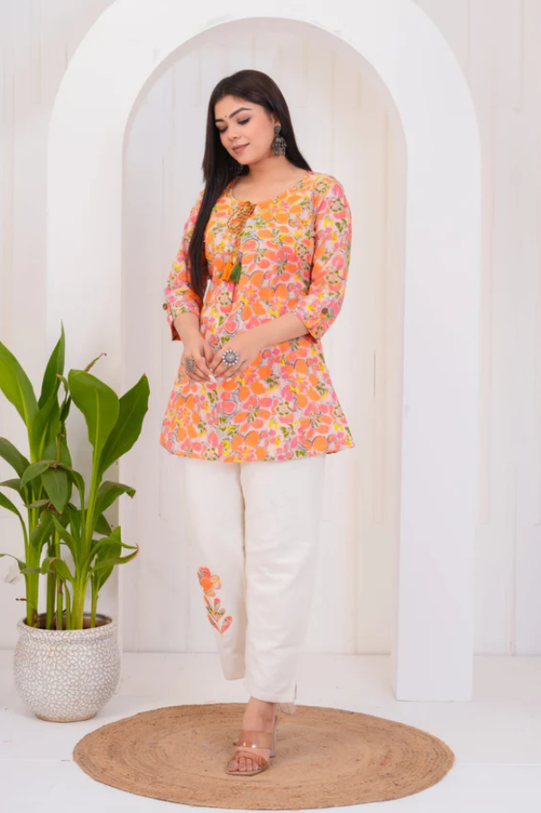 Women’s Summer Bloom Floral Print Cotton Co-ord Set – Stylish Top & Comfortable Bottom for Casual & Festive Wear