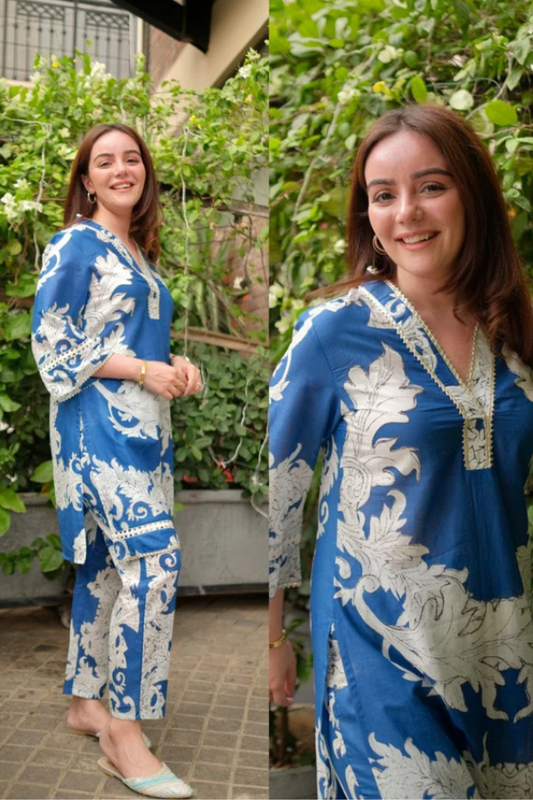 Breathable Floral Printed Pure Cotton Kurta with Matching Palazzos β Everyday Ethnic Comfort for Women - Nakh Clothing