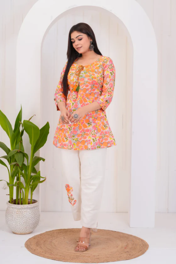 Women’s Summer Bloom Floral Print Cotton Co-ord Set – Stylish Top & Comfortable Bottom for Casual & Festive Wear