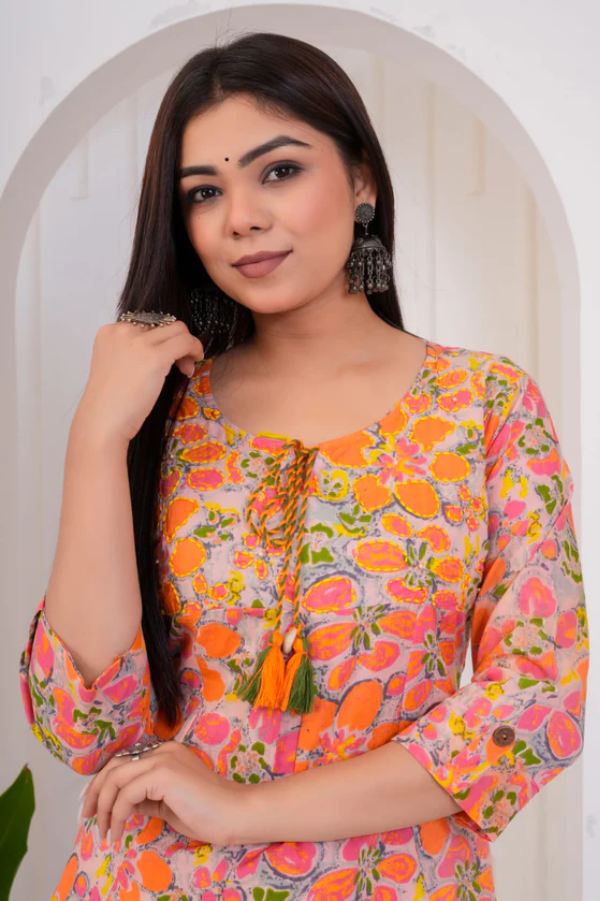 Women’s Summer Bloom Floral Print Cotton Co-ord Set – Stylish Top & Comfortable Bottom for Casual & Festive Wear