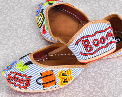 Women's Ethnic Traditional Jutti | Handcrafted Punjabi Footwear | Multi-Color Variants - Flat Mojari for Casual & Festive Wear - Nakh Clothing