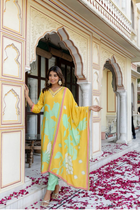Digital print cotton straight suit set with dupatta - Nakh Clothing