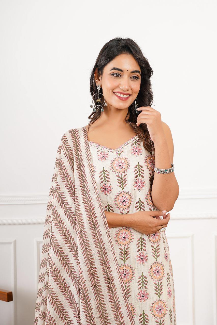 Noodle Strap Cotton 3PC Set with Handwork & Fish Cut Palazzo | Sizes 36–42 - Nakh Clothing