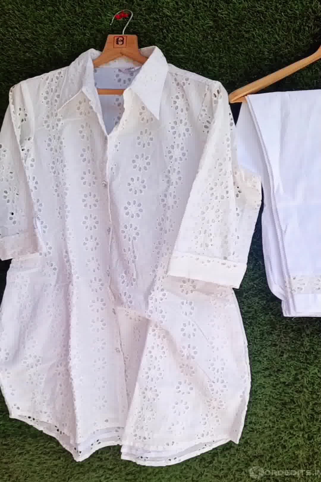 White Hakoba Cotton Co-ord Set - Nakh Clothing