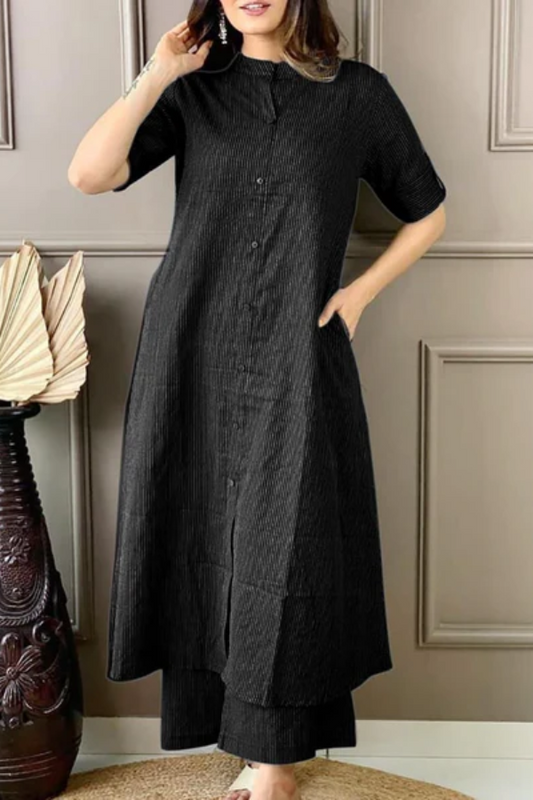 Black Cotton Kantha Coordinated Set β Traditional Hand-Embroidered Ethnic Outfit for Women - Nakh Clothing