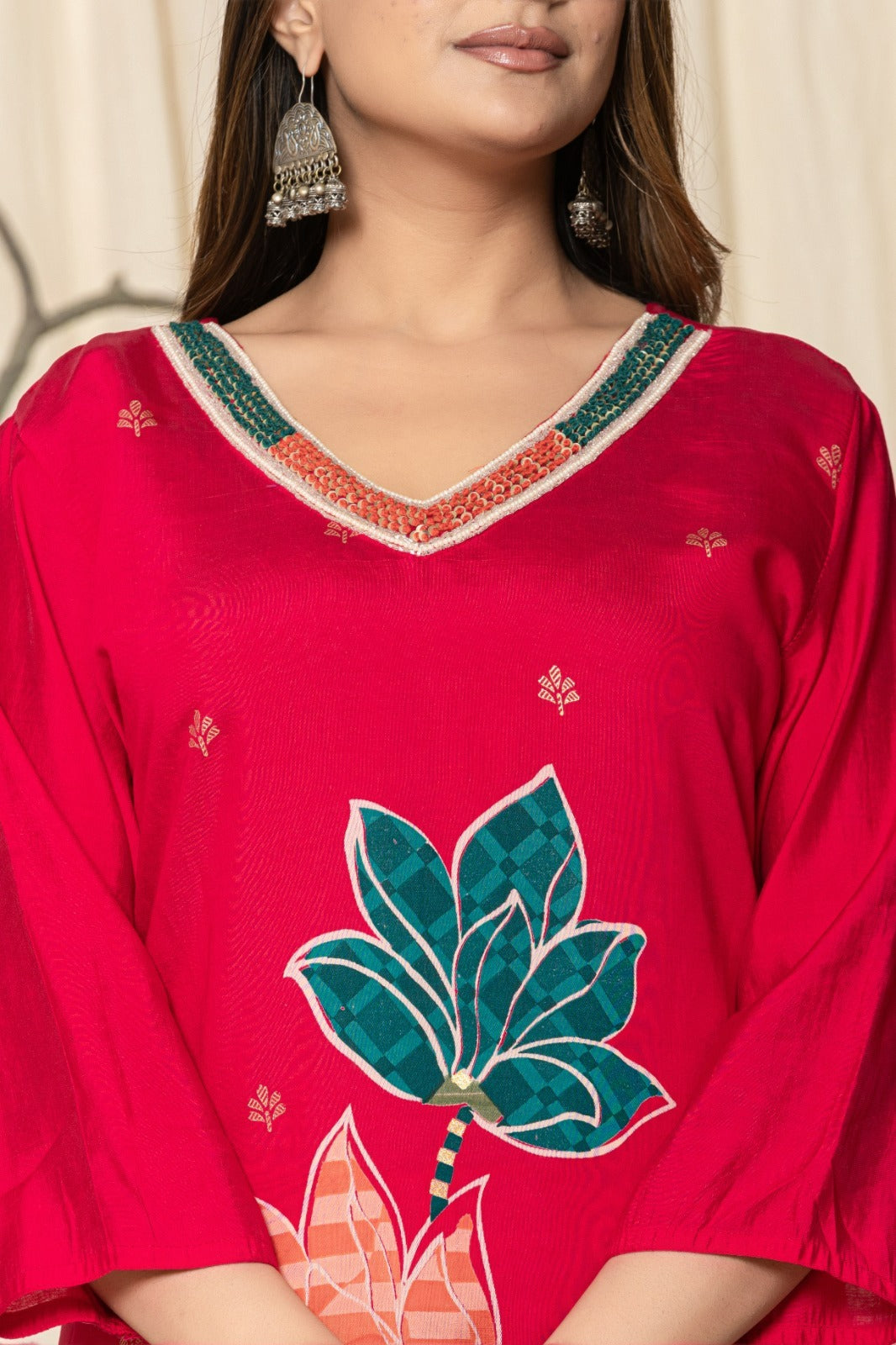 Elegant Digital Print Muslin Modal Suit Set with Intricate Handwork - Nakh Clothing