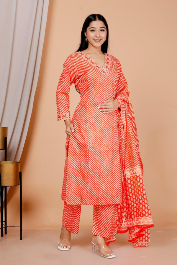 Lehriya Printed Embroidered Cotton Suit Set with Dupatta – Traditional Ethnic Wear for Women