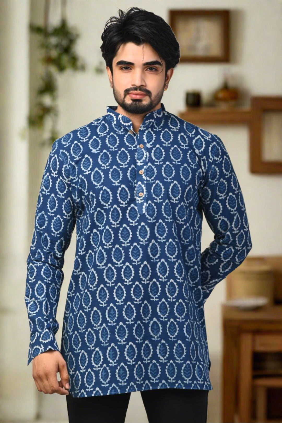 Cotton Slub Hand Block Print Short Kurta - Nakh Clothing