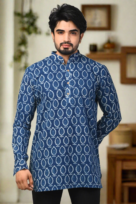 Cotton Slub Hand Block Print Short Kurta - Nakh Clothing