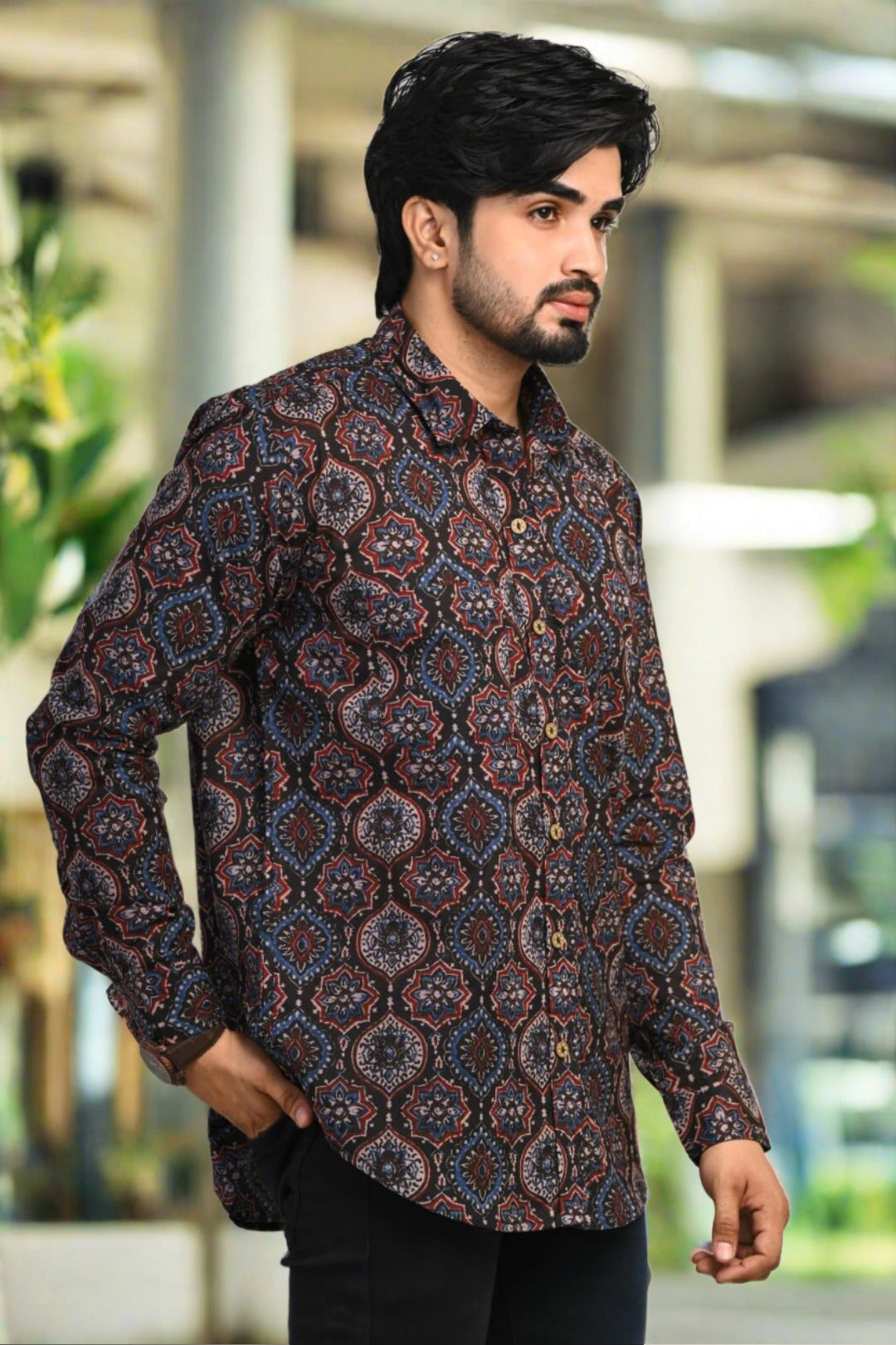 Men latest stylish trendy casual block print cotton jaipuri shirts