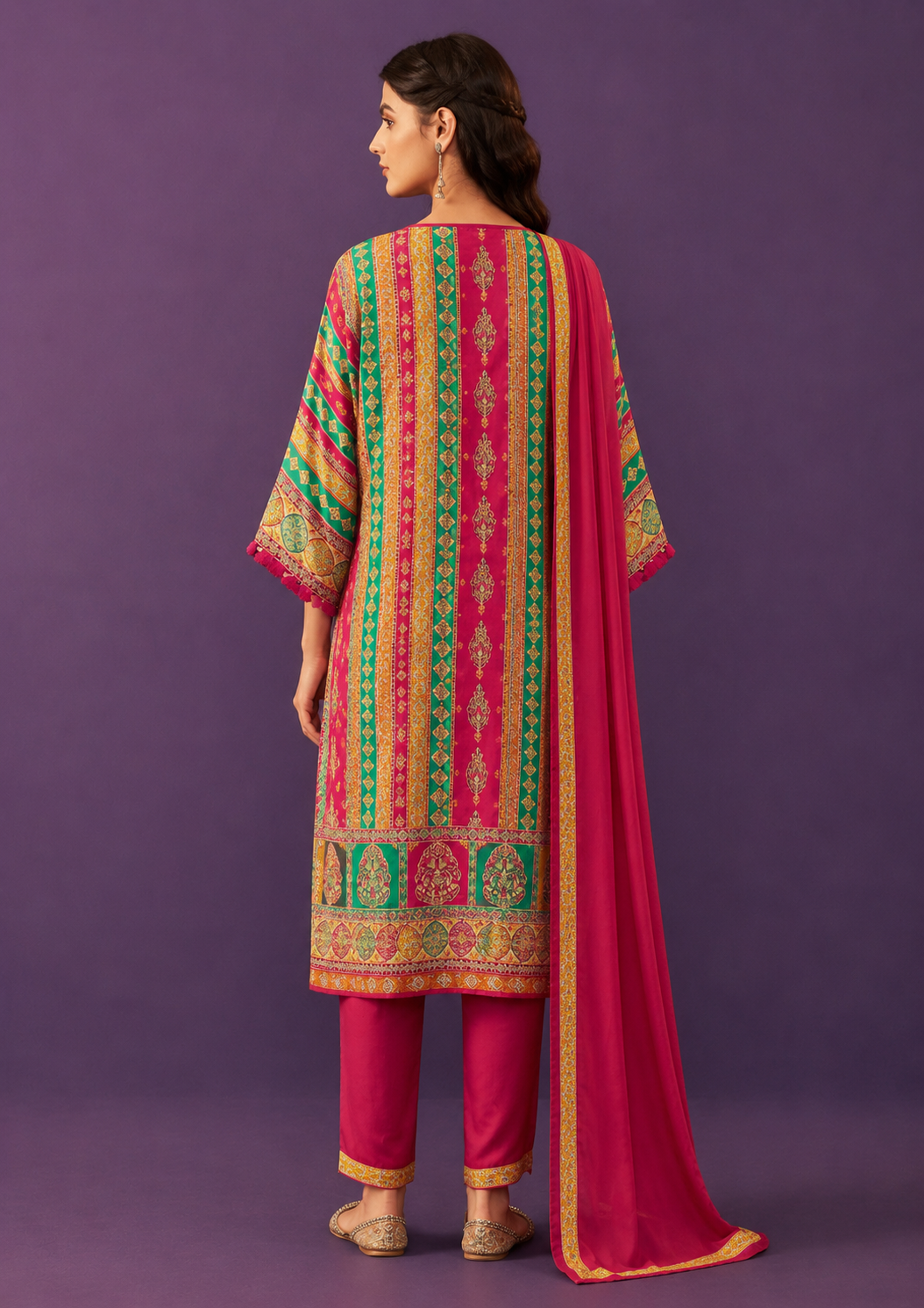 Red Pure Muslin Dhoti Style Fusion Wear