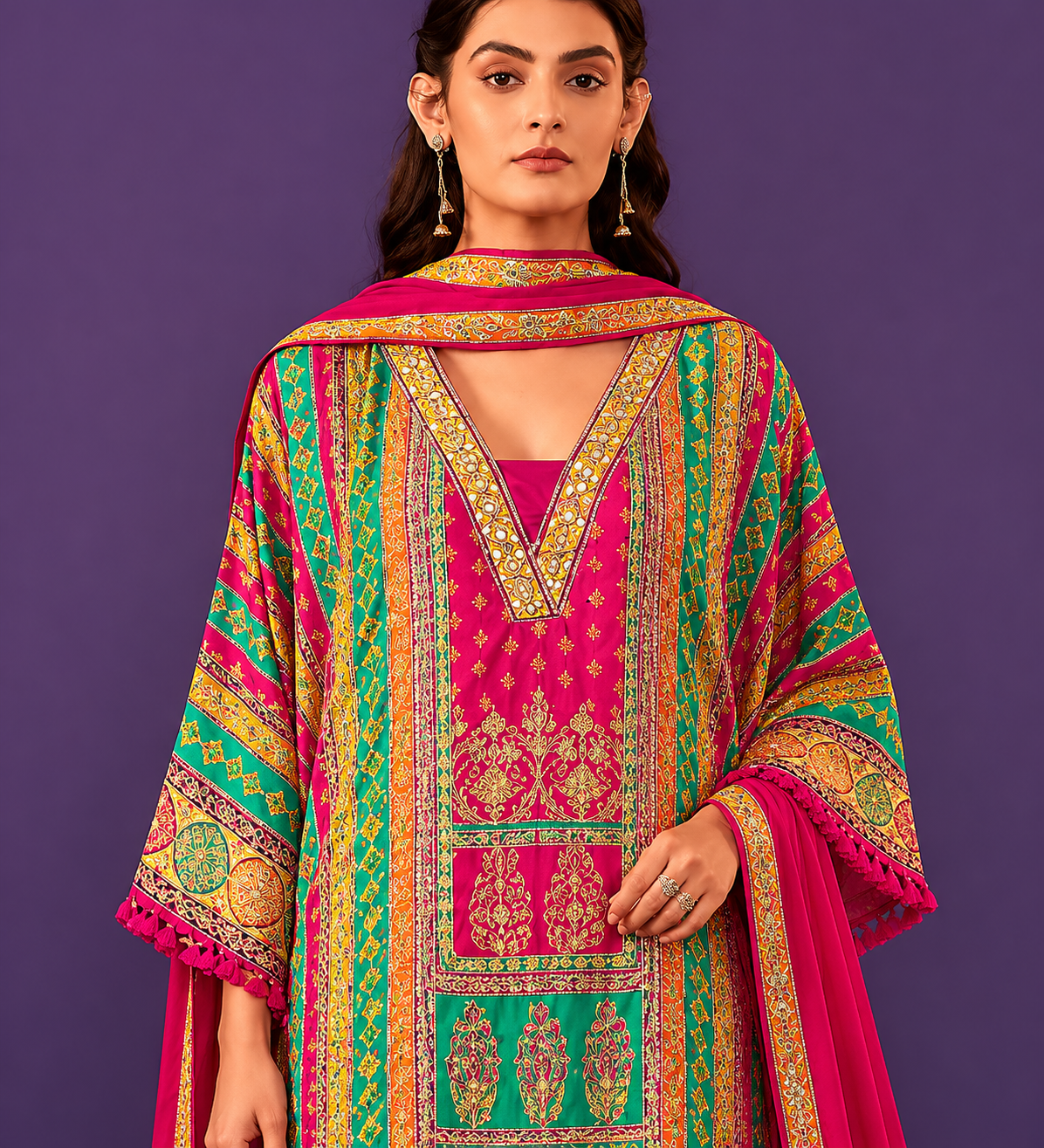 Red Pure Muslin Dhoti Style Fusion Wear - Nakh Clothing