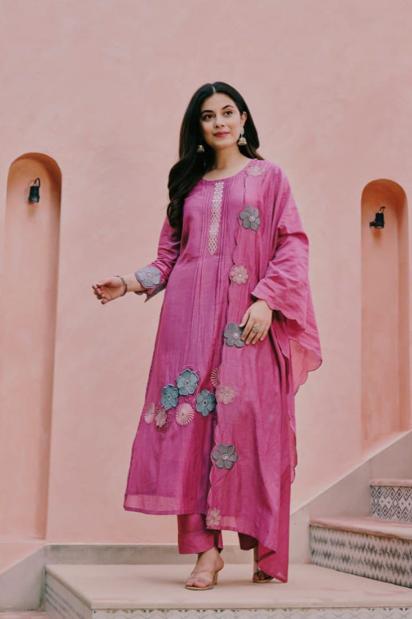 Mul Chanderi Suit Set - Elegant & Comfortable Ethnic Wear - Nakh Clothing