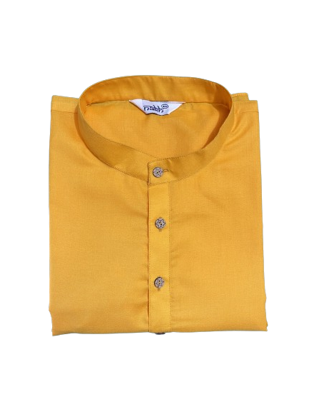 Men Yellow Ethnic Cotton Kurta