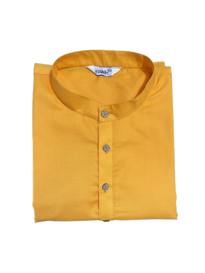 Men Yellow Ethnic Cotton Kurta