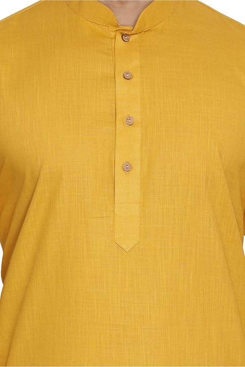 Men Yellow Ethnic Cotton Kurta - Nakh Clothing