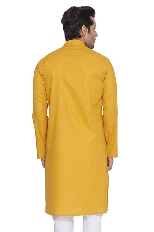 Men Yellow Ethnic Cotton Kurta - Nakh Clothing