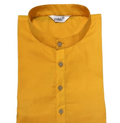 Men Yellow Ethnic Cotton Kurta