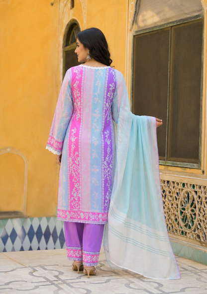 Pastel Cotton Digital Printed Kurta Set for Women - Nakh Clothing