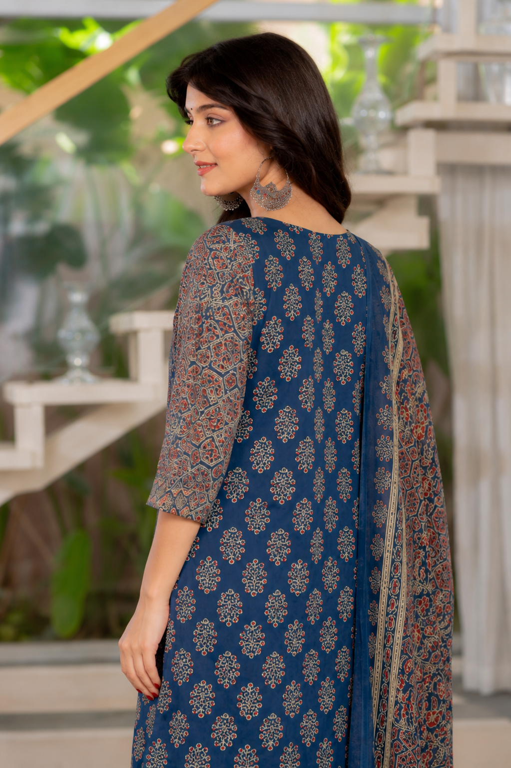 Royal Blue Ethnic Elegance Cotton Suit Set