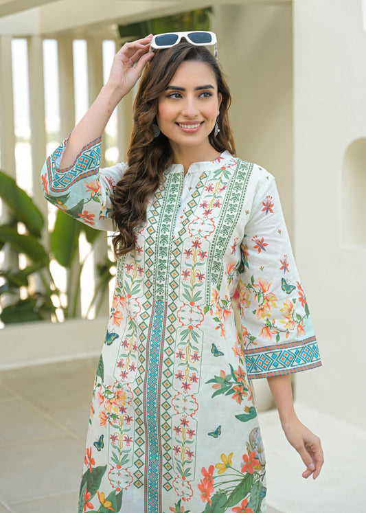 Women’s Floral Cotton Co-Ord Set with Printed Pants.
