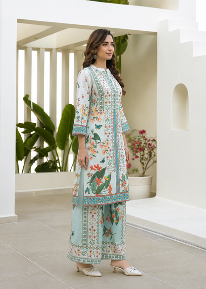 Women’s Floral Cotton Co-Ord Set with Printed Pants. - Nakh Clothing