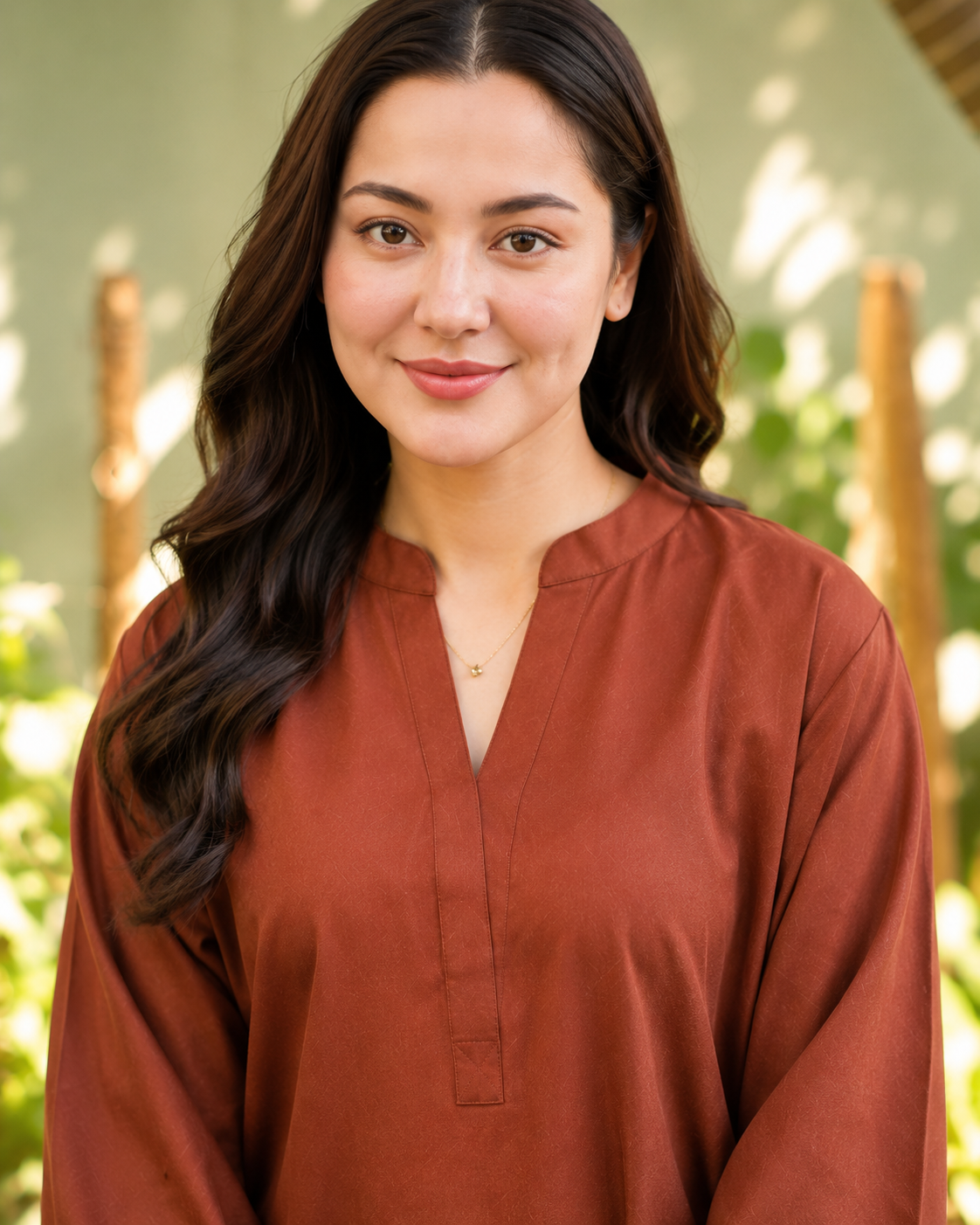 "Rust Brown Cotton Kurta with Heart Print Palazzo Set"