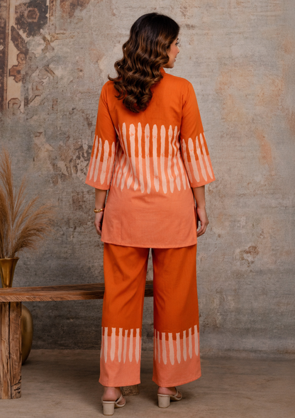 Rust Ombre Handwork Co-Ord Set for Women | Premium Cotton Flex Outfit - Nakh Clothing