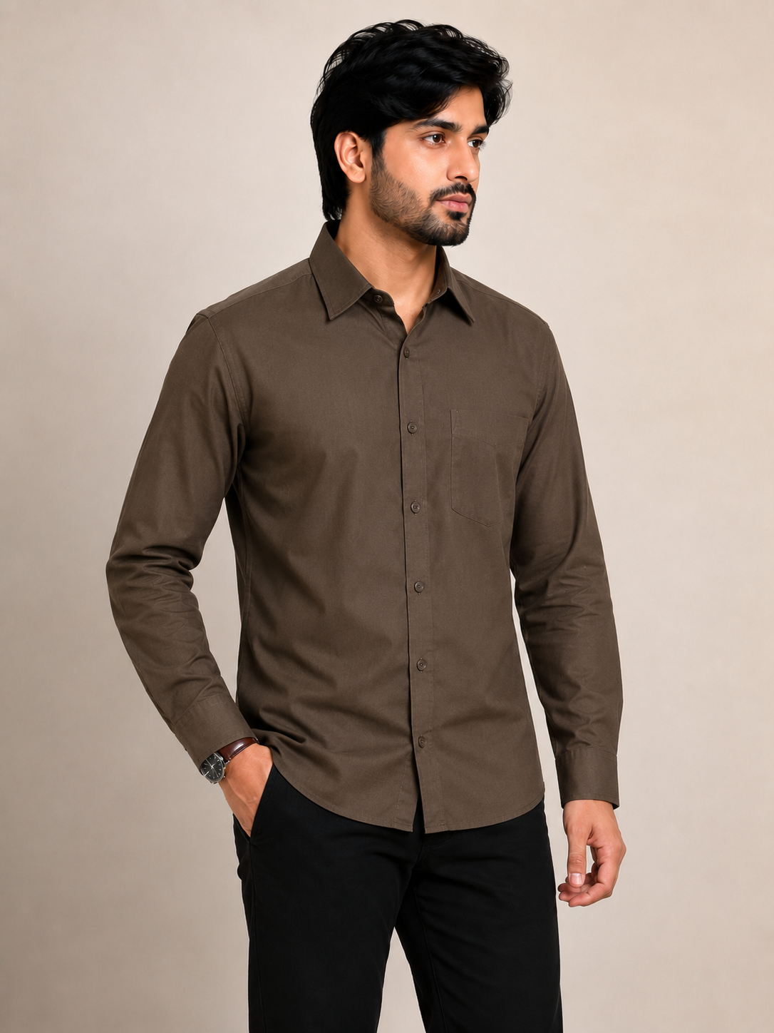 Men's Full Sleeve Regular Fit Shirt with Chest Pocket – Formal & Casual Wear