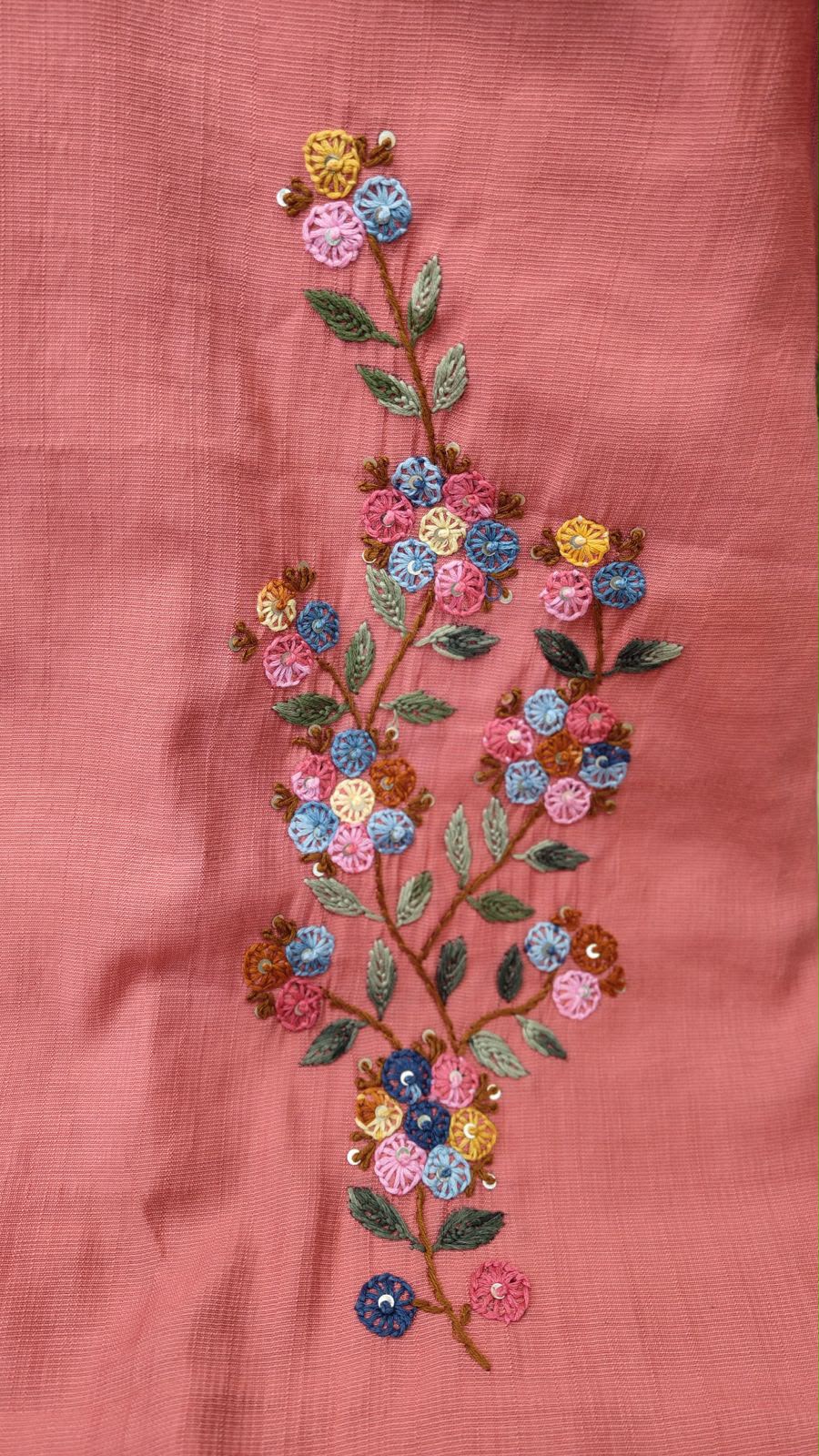 Peach Floral Handwork Co-ord Set – Vatican Fabric