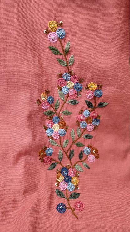 Peach Floral Handwork Co-ord Set – Vatican Fabric