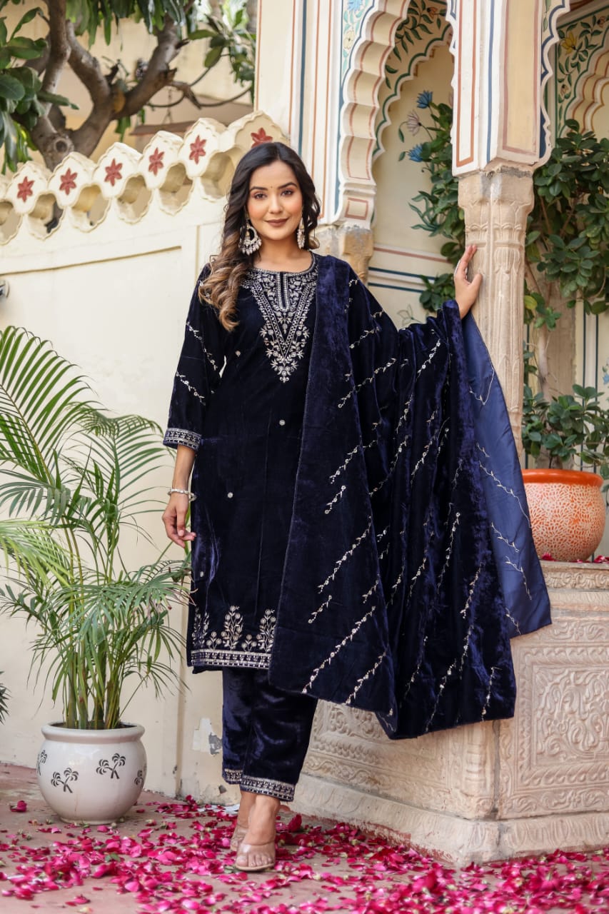 "Premium Velvet Suit Sets for Elegant Winter Style" - Nakh Clothing