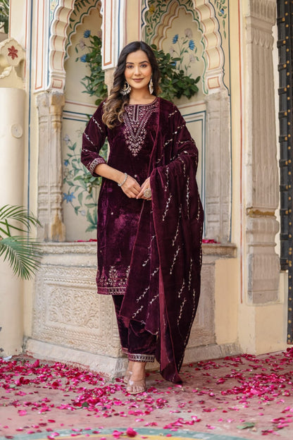 "Premium Velvet Suit Sets for Elegant Winter Style" - Nakh Clothing