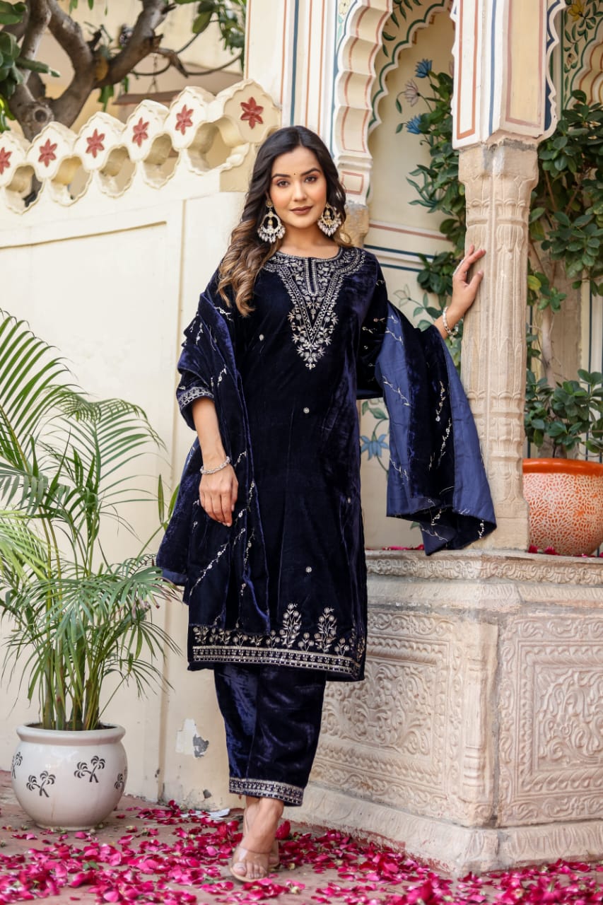 "Premium Velvet Suit Sets for Elegant Winter Style" - Nakh Clothing