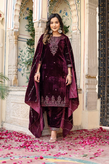 "Premium Velvet Suit Sets for Elegant Winter Style" - Nakh Clothing