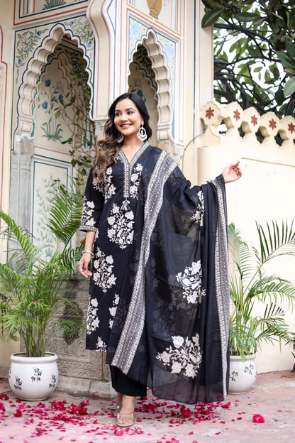 Block Print Cotton Straight Suit With Dupatta