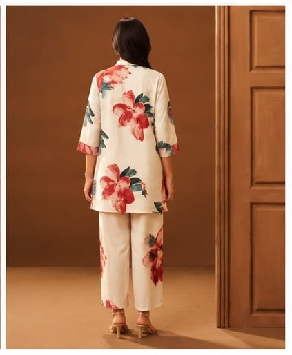 Elegant Floral Linen Co-Ord Set for Women