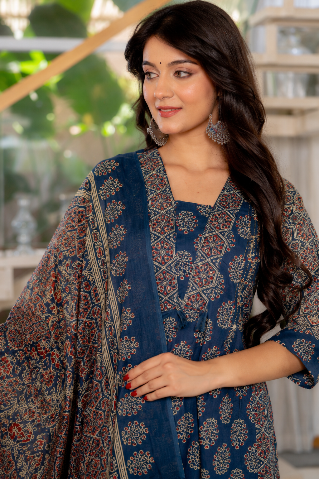 Royal Blue Ethnic Elegance Cotton Suit Set