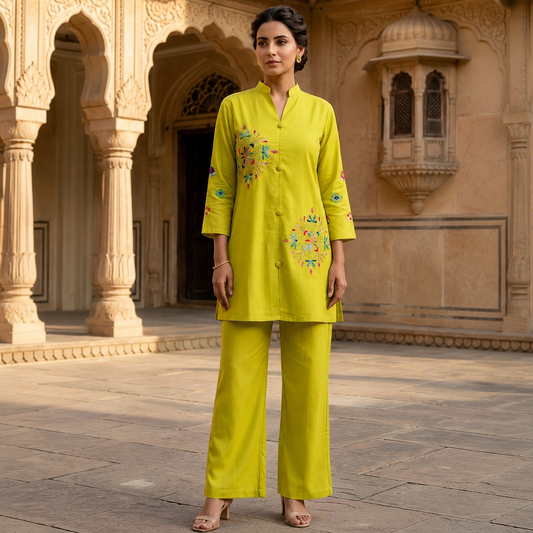 Liril Green Premium Handwork Co-Ord Set for Elegant Women - Nakh Clothing