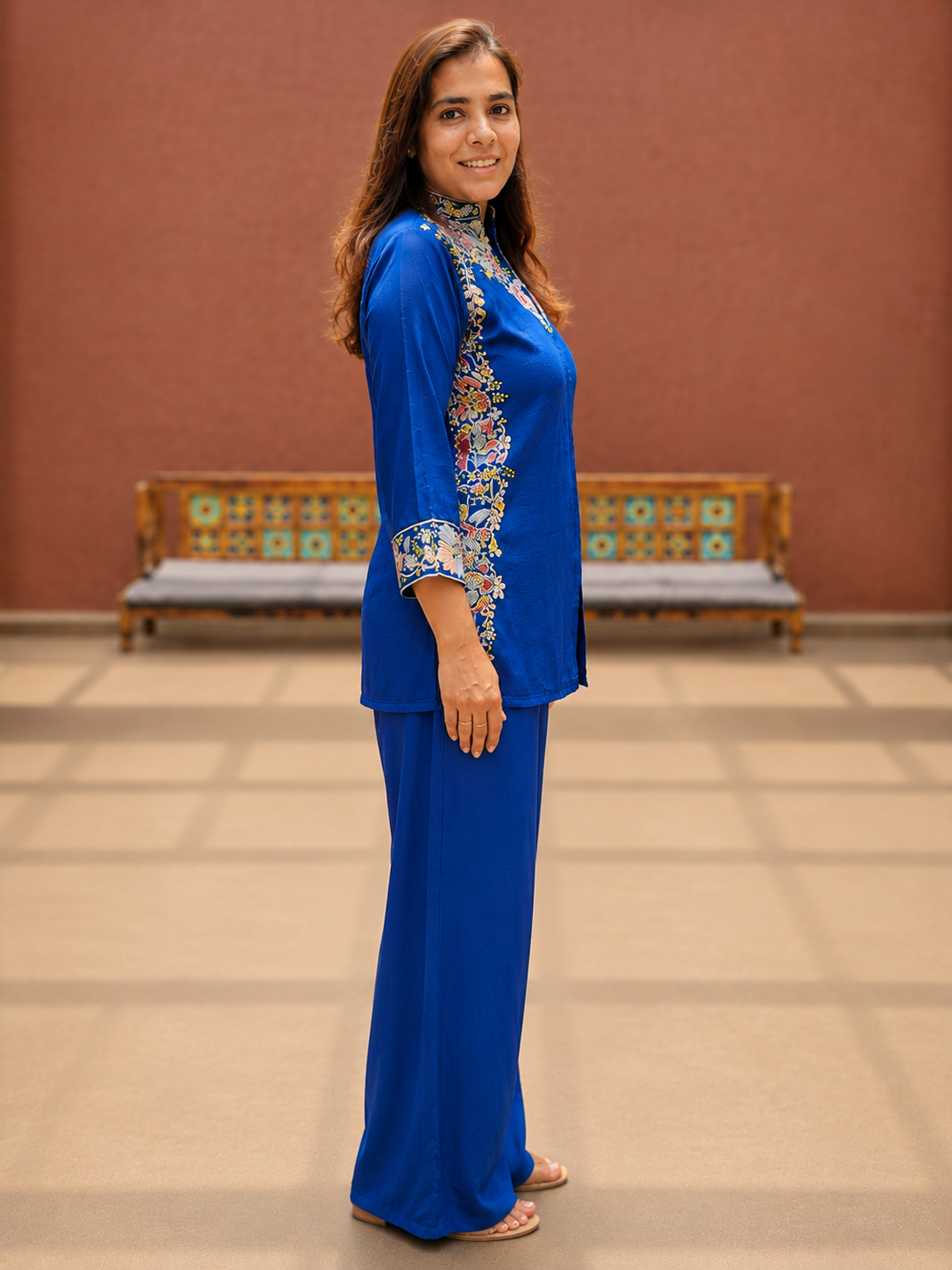 Royal Blue Party wear Co-Ord Set with Sequin Embroidery