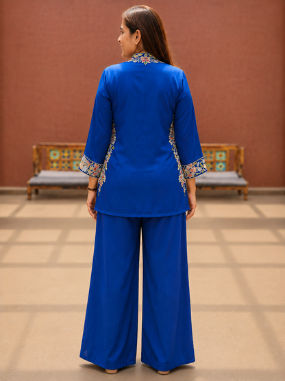 Royal Blue Party wear Co-Ord Set with Sequin Embroidery