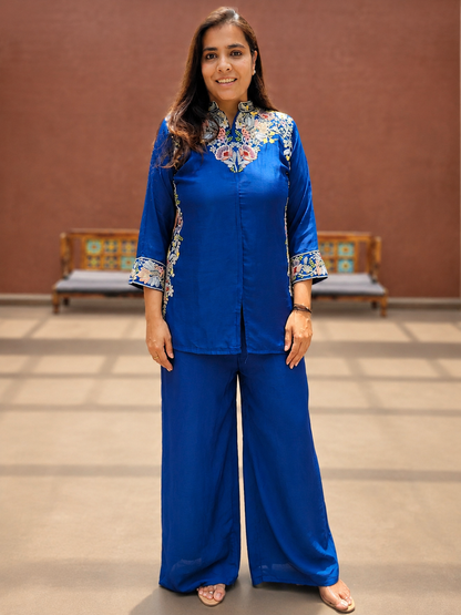 Royal Blue Party wear Co-Ord Set with Sequin Embroidery