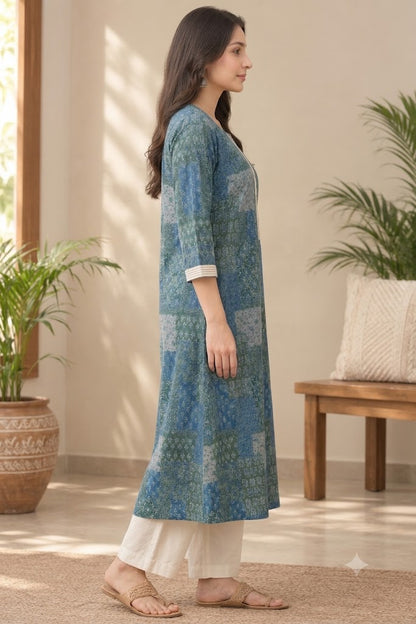 Handloom Cotton Co-ord Set – Patchwork Print Top & Pant