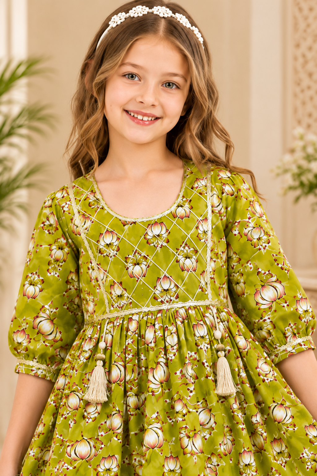 Girls Cotton Printed Peplum Sharara Suit Set - Nakh Clothing