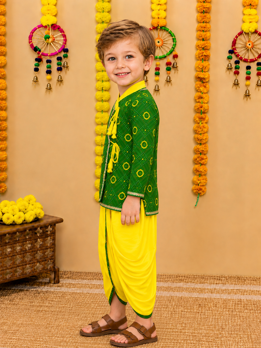Baby Boys & Girls Cotton Printed Dhoti Kurta Set | Premium Ethnic Festive Clothing Set