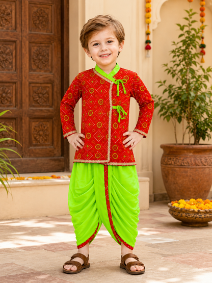 Baby Boys & Girls Cotton Printed Dhoti Kurta Set | Premium Ethnic Festive Clothing Set