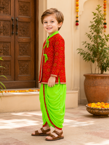 Baby Boys & Girls Cotton Printed Dhoti Kurta Set | Premium Ethnic Festive Clothing Set
