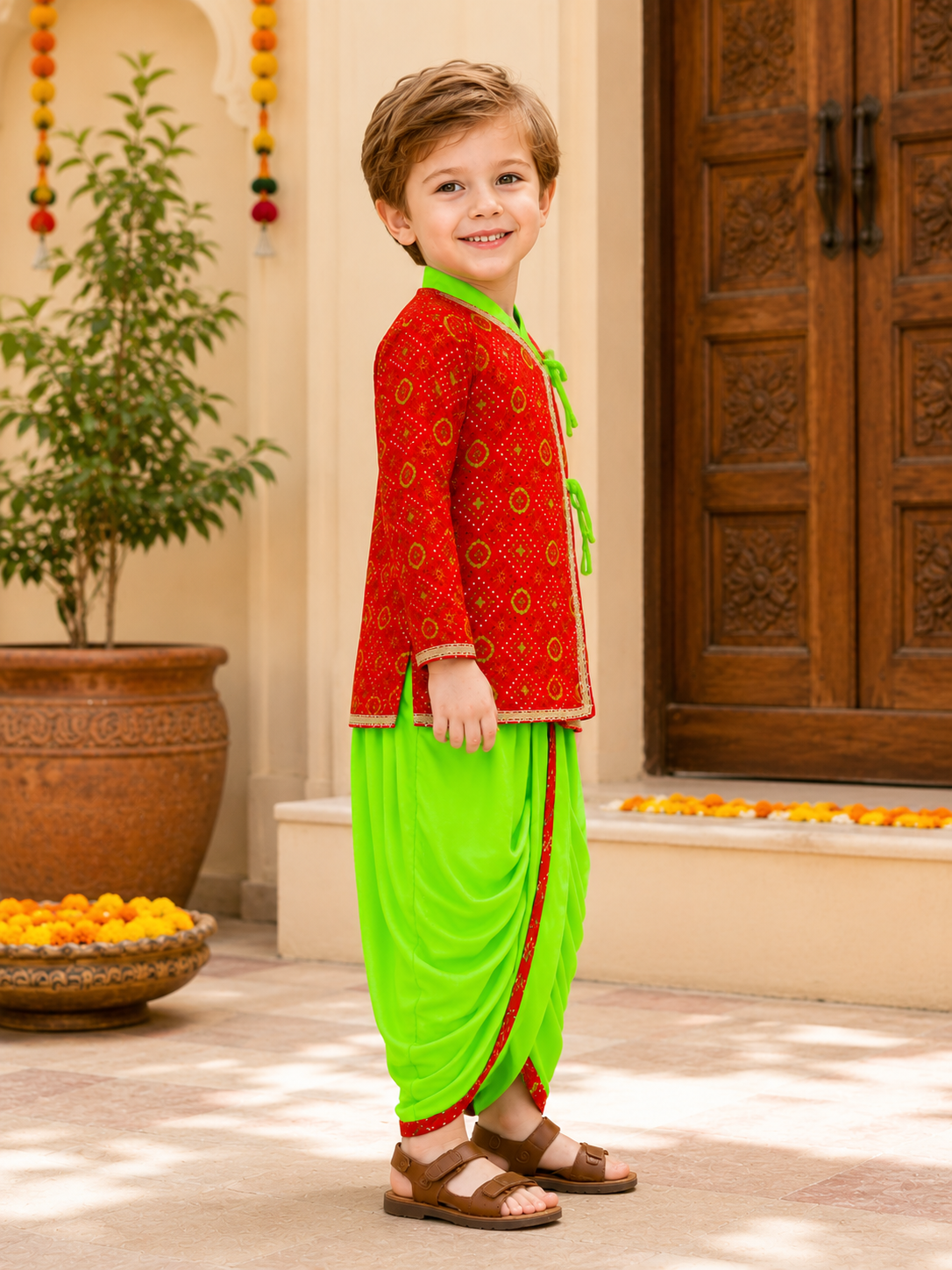 Baby Boys & Girls Cotton Printed Dhoti Kurta Set | Premium Ethnic Festive Clothing Set
