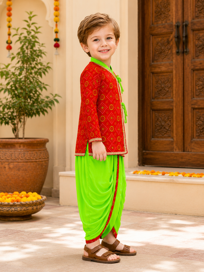 Baby Boys & Girls Cotton Printed Dhoti Kurta Set | Premium Ethnic Festive Clothing Set